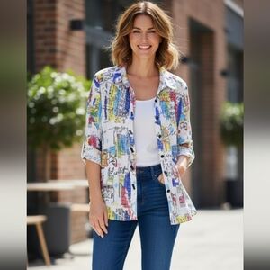 Ali Miles Paris Themed boho Soft Top size‎ 2X